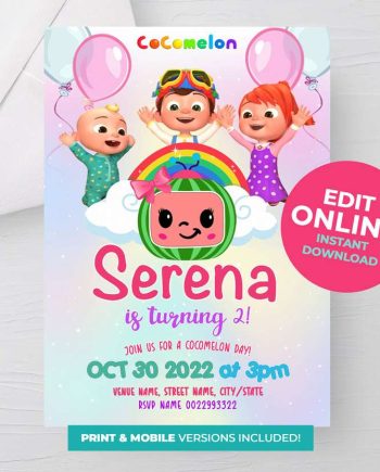 Cocomelon digital birthday invitation