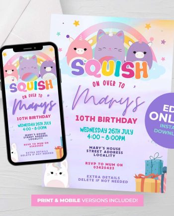 Squishmallow Birthday Invitation