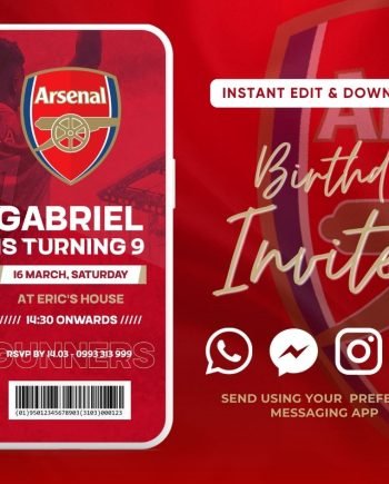 Arsenal Birthday Invitation