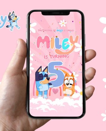 Bluey Pink Birthday Invitation Animated